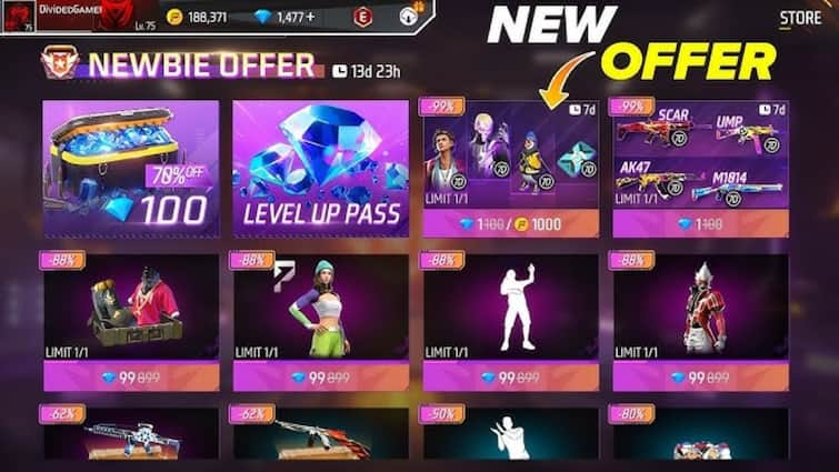 Free Fire Max Newbie Offer 10 rewards list and FFM Diwali Event details in hindi Free Fire Max का Newbie Offer: ये 10 धांसू रिवॉर्ड्स पाने का मौका