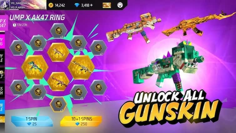 Free Fire Max UMP x AK47 Ring Event details in hindi to get UMP- Tiger Papercut free gun skin Free Fire Max में नया रिंग इवेंट शुरू, UMP- Tiger Papercut समेत मिलेंगे ये 4 धांसू Gun Skins